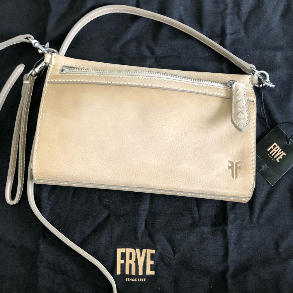 Frye Crossbody or wristlet purse- cement leather